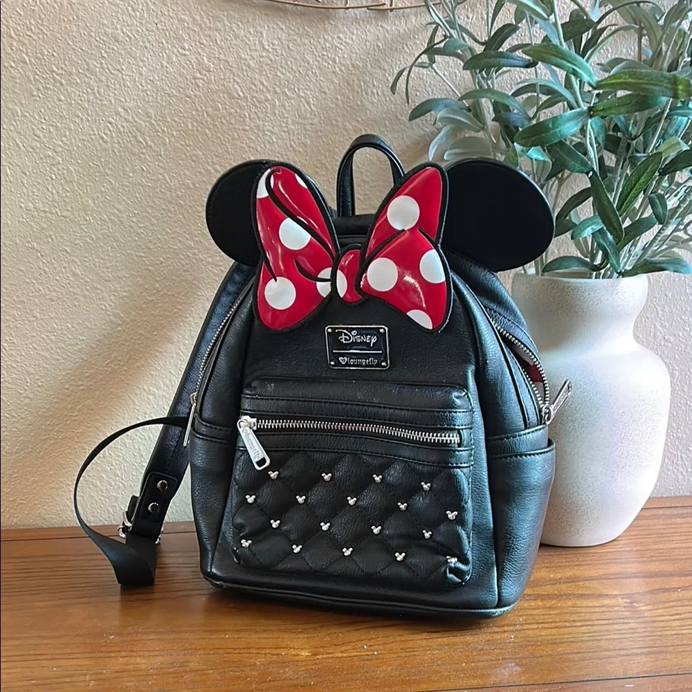 Disney Loungefly Minnie Mouse Bow Mini-Backpack - Picture 2 of 7
